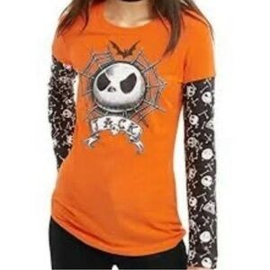 Nightmare Before Christmas twofer tattoo sleeve Jack skeleton top NWT M
